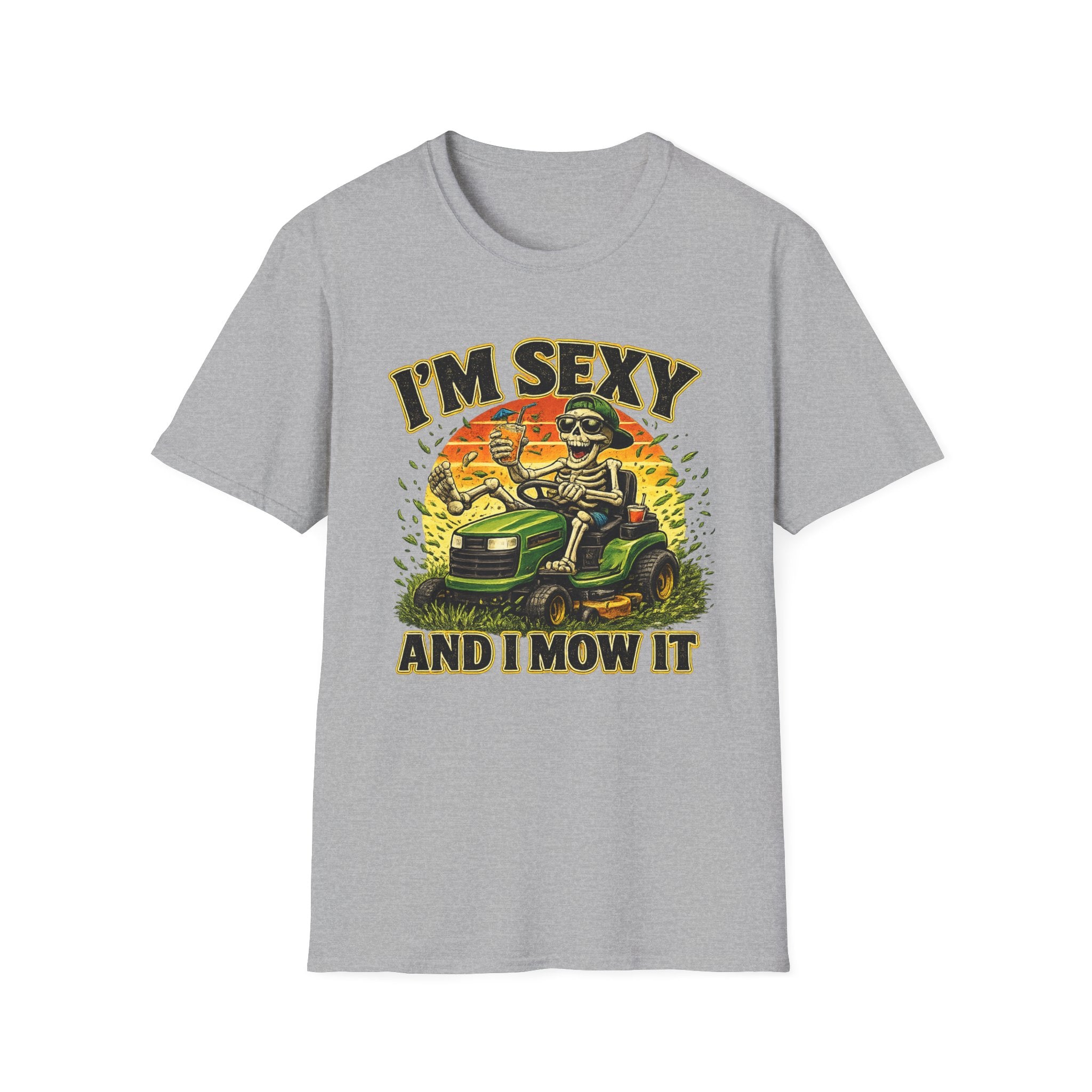T-Shirt I'm Sexy and I Mow It Funny Skeleton Lawn Mower Tee