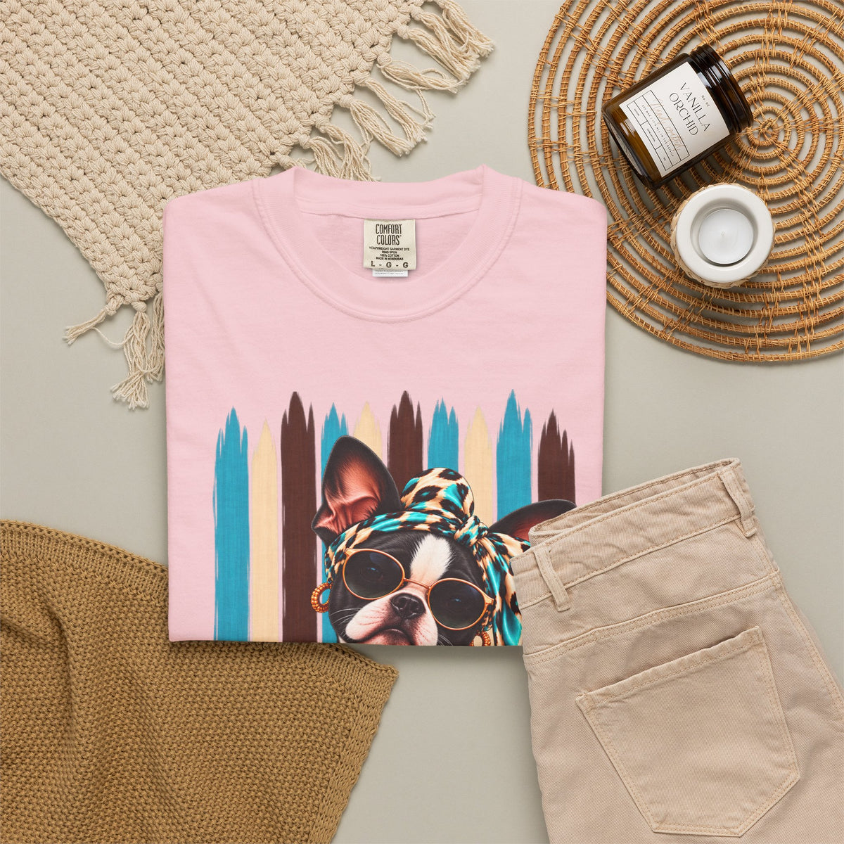 Boston Terrier Shirt, Trendy Dog Mom Tee, Artsy Dog Lover Gift, Comfort Colors T-Shirt, Sassy Boutique Dog Graphic Tee