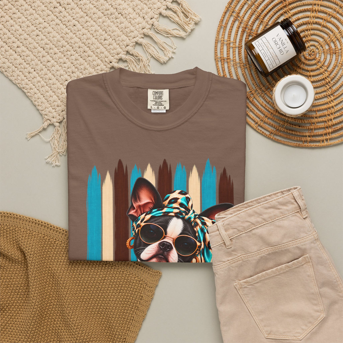 Boston Terrier Shirt, Trendy Dog Mom Tee, Artsy Dog Lover Gift, Comfort Colors T-Shirt, Sassy Boutique Dog Graphic Tee