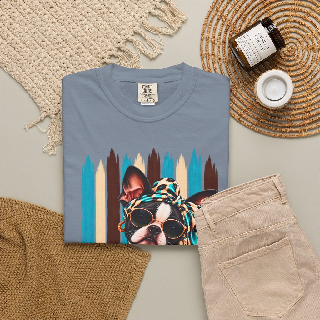 Boston Terrier Shirt, Trendy Dog Mom Tee, Artsy Dog Lover Gift, Comfort Colors T-Shirt, Sassy Boutique Dog Graphic Tee
