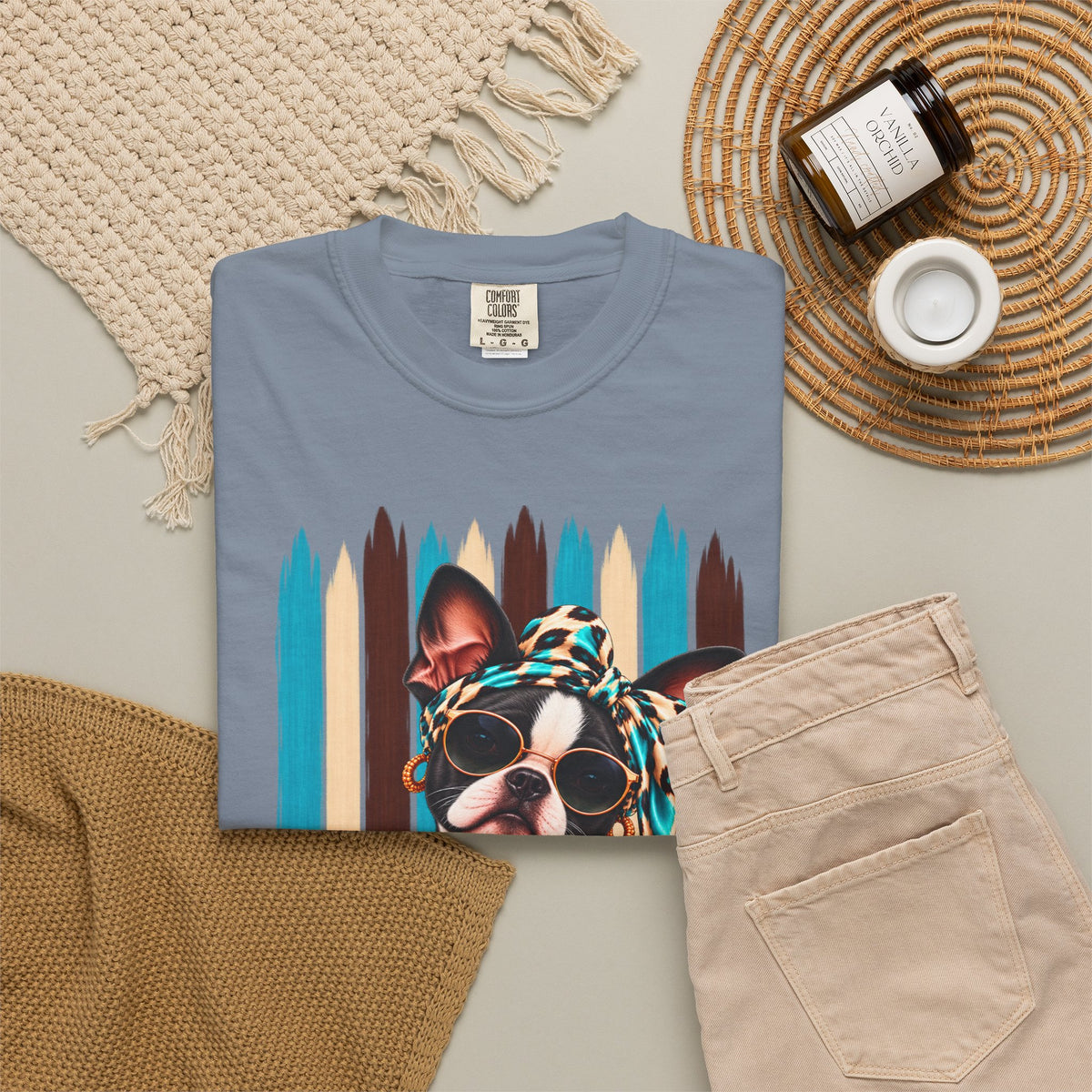 Boston Terrier Shirt, Trendy Dog Mom Tee, Artsy Dog Lover Gift, Comfort Colors T-Shirt, Sassy Boutique Dog Graphic Tee