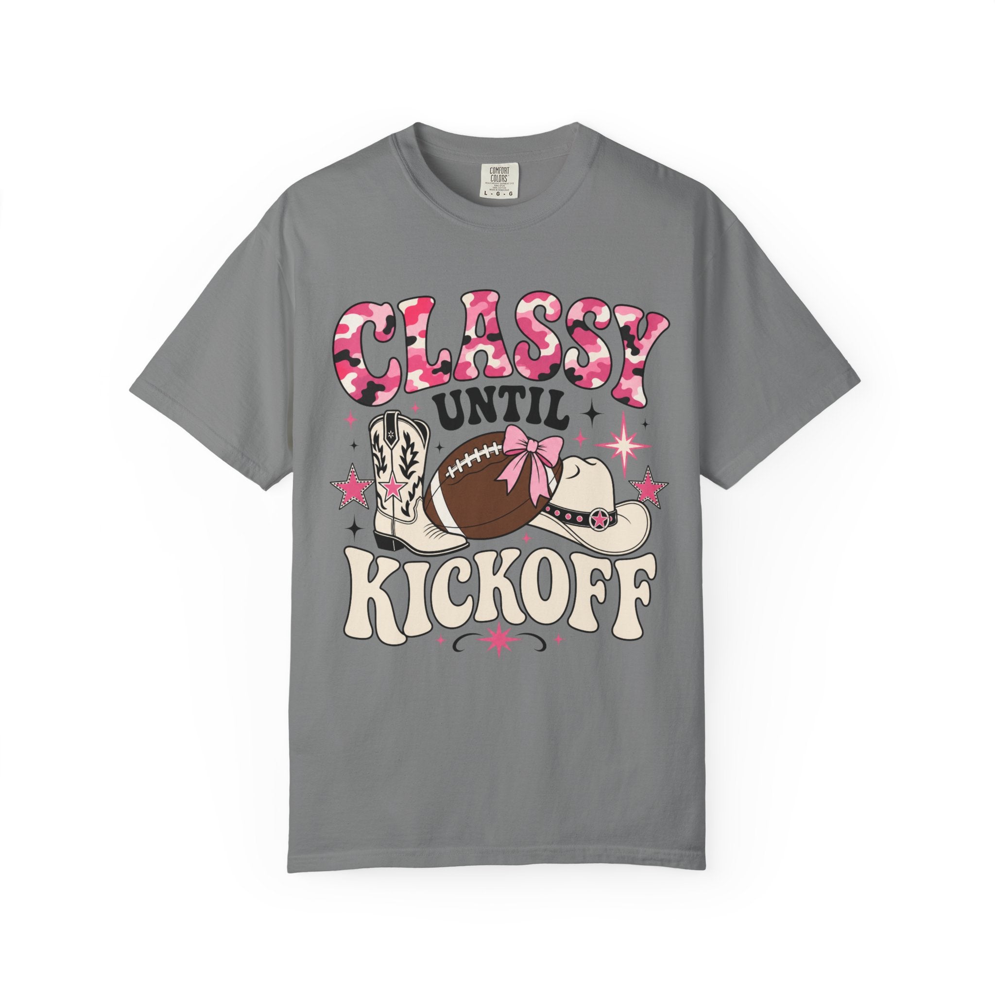 Classy Until Kickoff Football T Shirt Retro Cowgirl Game Day Tee