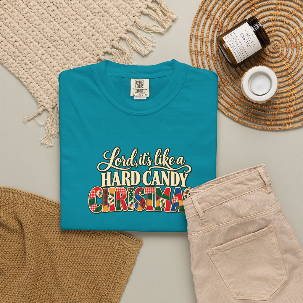 Hard Candy Christmas Shirt, Vintage Patchwork Christmas Tee, Retro Country Holiday Shirt, Coordinating Couple Christmas Shirts