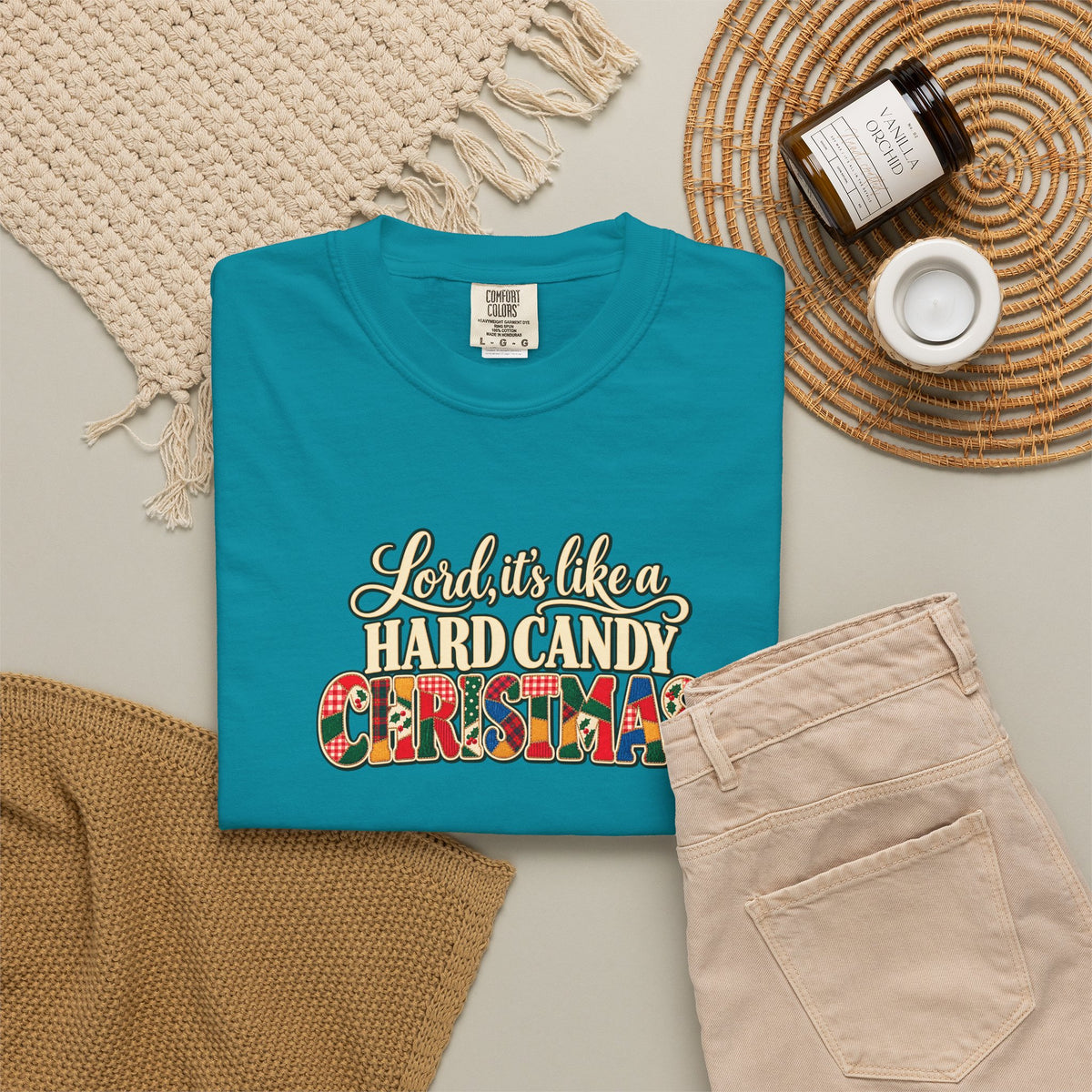 Hard Candy Christmas Shirt, Vintage Patchwork Christmas Tee, Retro Country Holiday Shirt, Coordinating Couple Christmas Shirts
