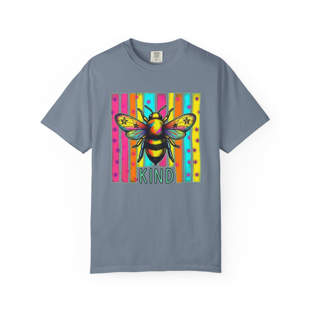Bee Kind T Shirt Colorful Retro Striped Graphic Tee