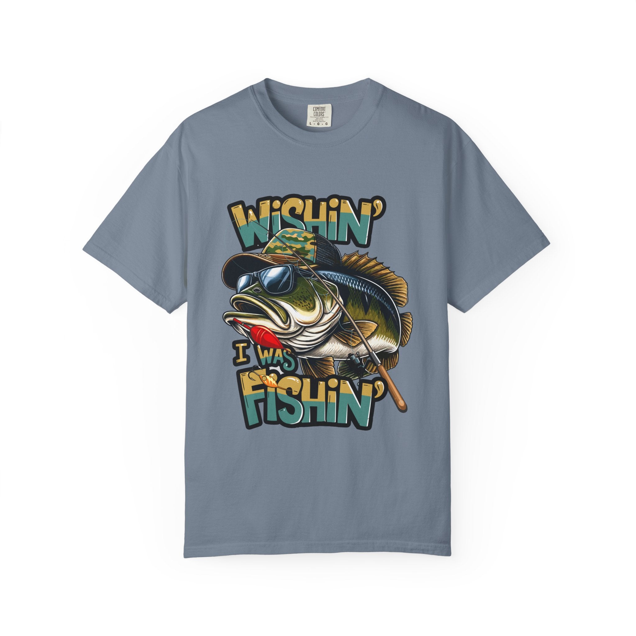 Fishing Graphic T Shirt Wishin Was Fishin Vintage Bass Tee