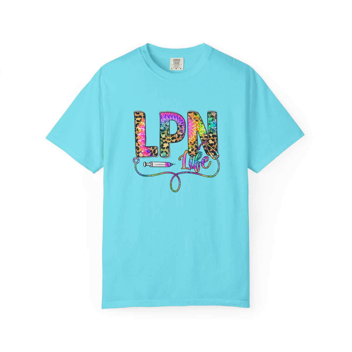 LPN Life T Shirt Colorful Leopard Stethoscope Nursing Tee