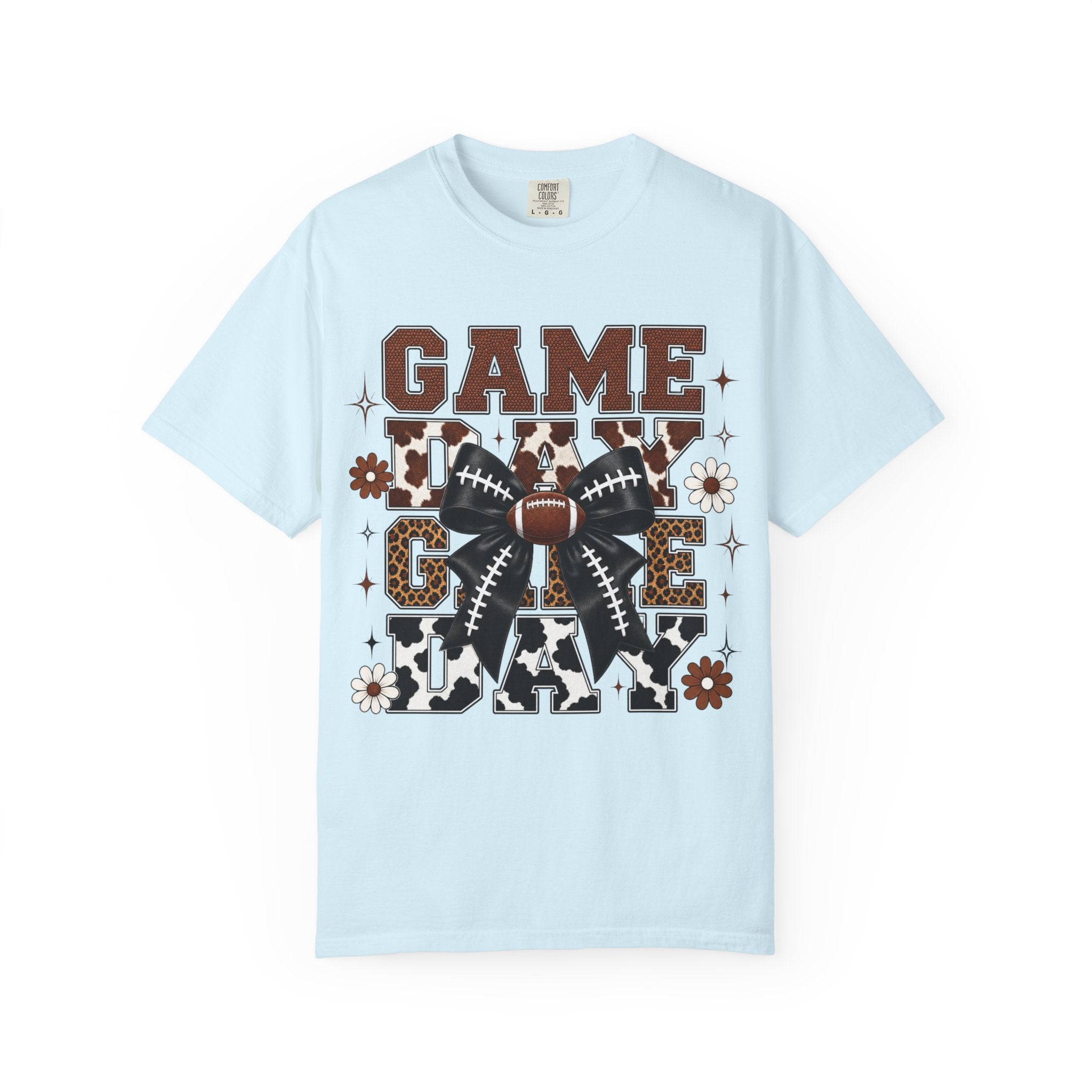 Game Day Football T Shirt Retro Bow and Floral Tailgate Tee