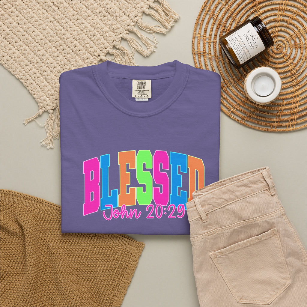 Blessed John 20:23 T shirt | Colorful Retro Gospel Tee