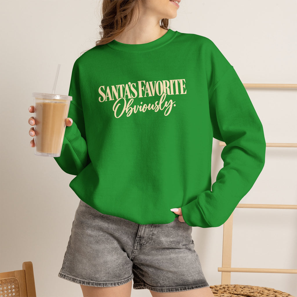 Santas Favorite Crewneck Sweatshirt Santas Favorite Obviously Holiday Sweater