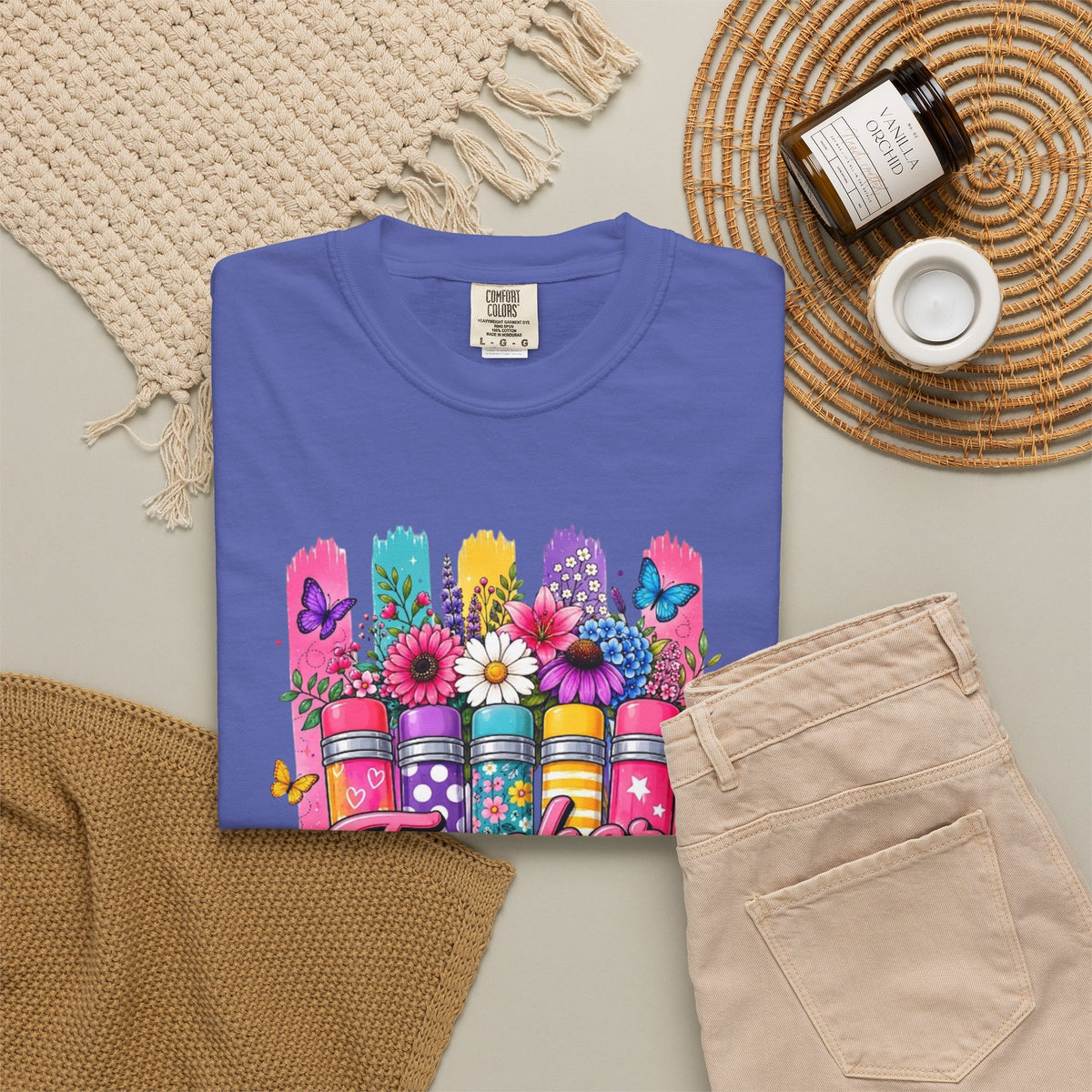 Colorful Pencil Bouquet Teacher T Shirt | Floral School Design