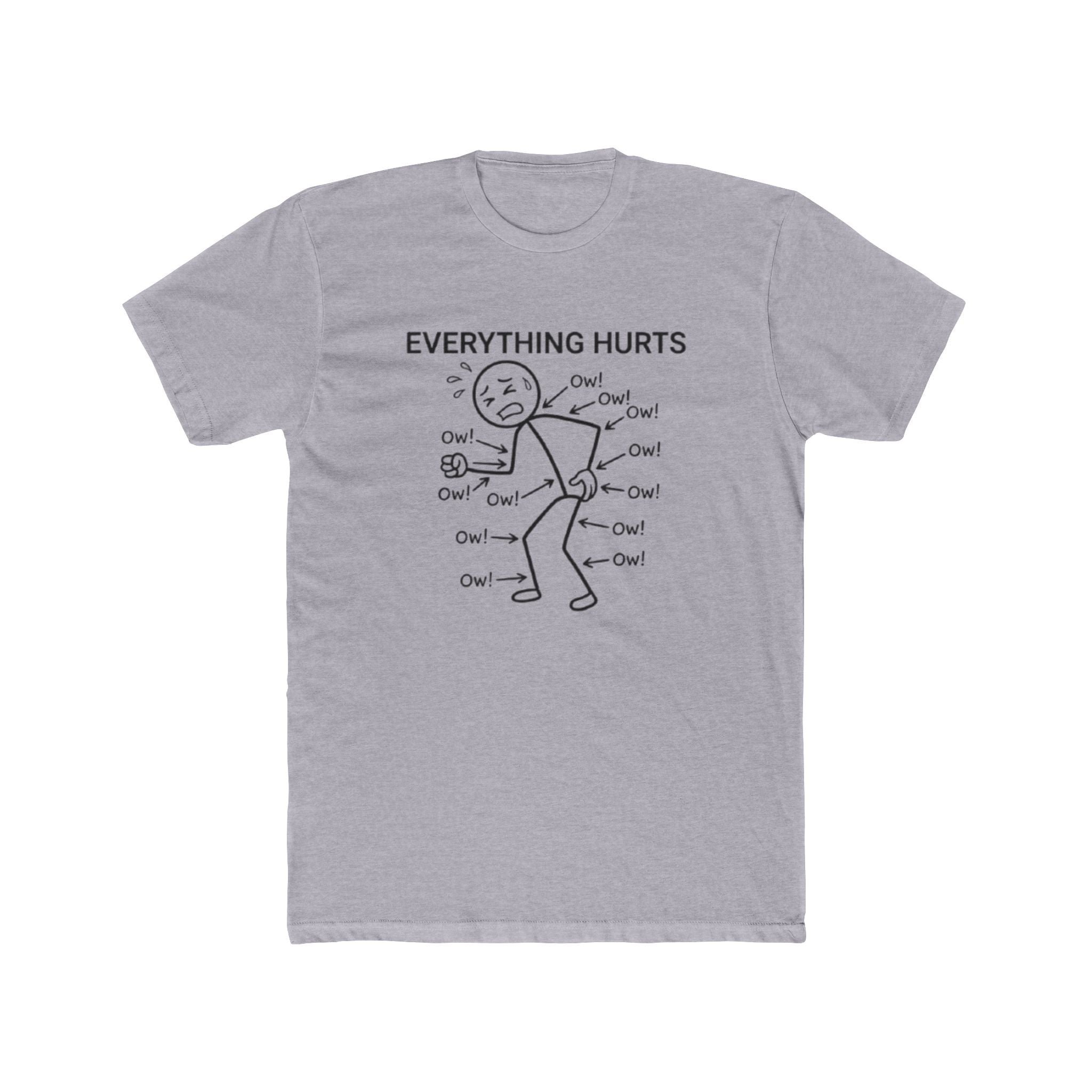 Everything Hurts Stick Figure T Shirt Funny Pain Relatable Tee