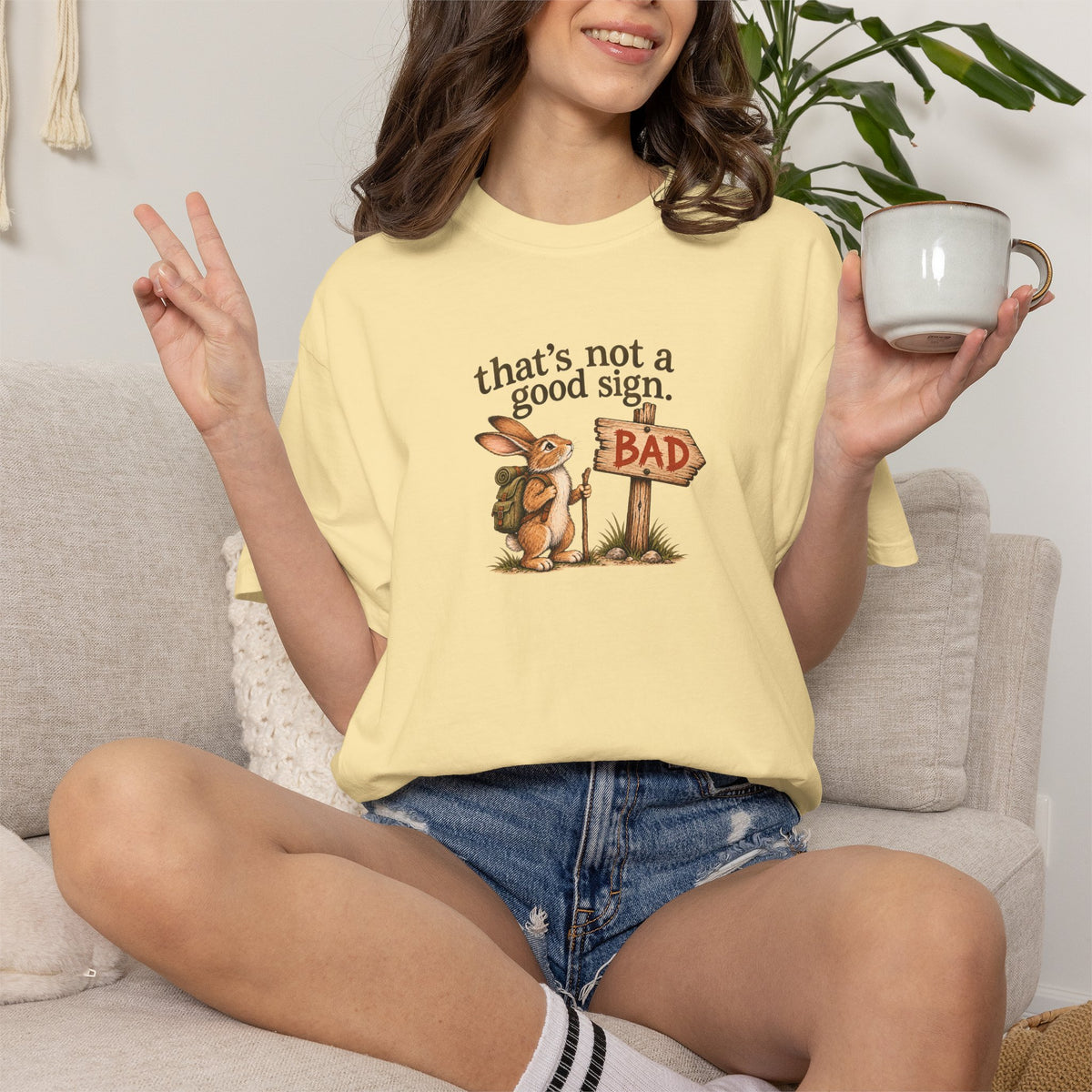 Thats Not a Good Sign bunny hikers mugshot Tee Shirt Funny hiking rabbit tee