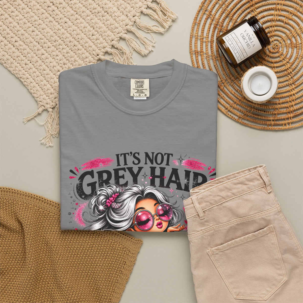 T-Shirt Its Not Grey Hair Its Wisdom Glitter Graphic Tee
