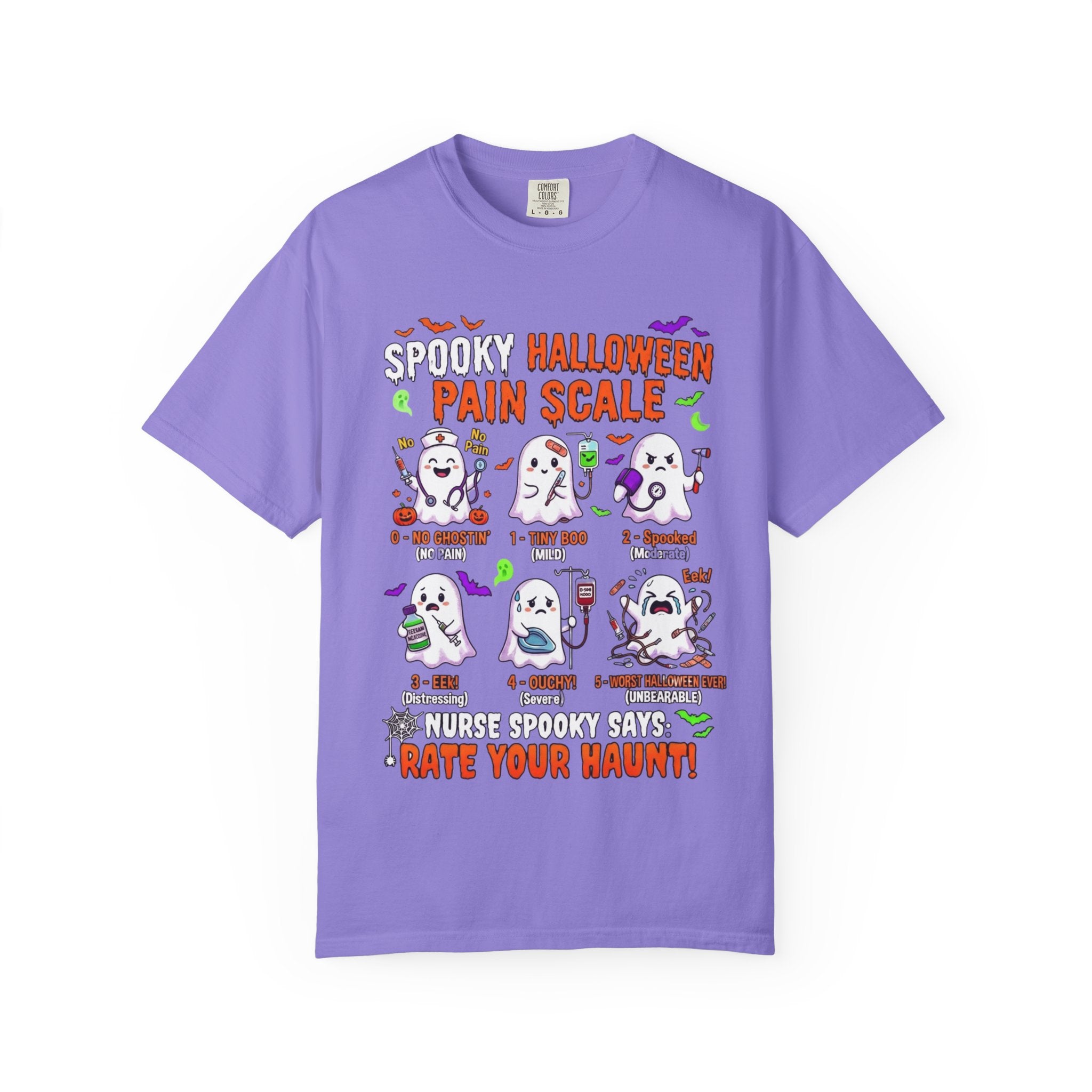 Halloween Ghost Pain Scale T-Shirt Spooky Halloween Pain Scale Nurse Funny Tee