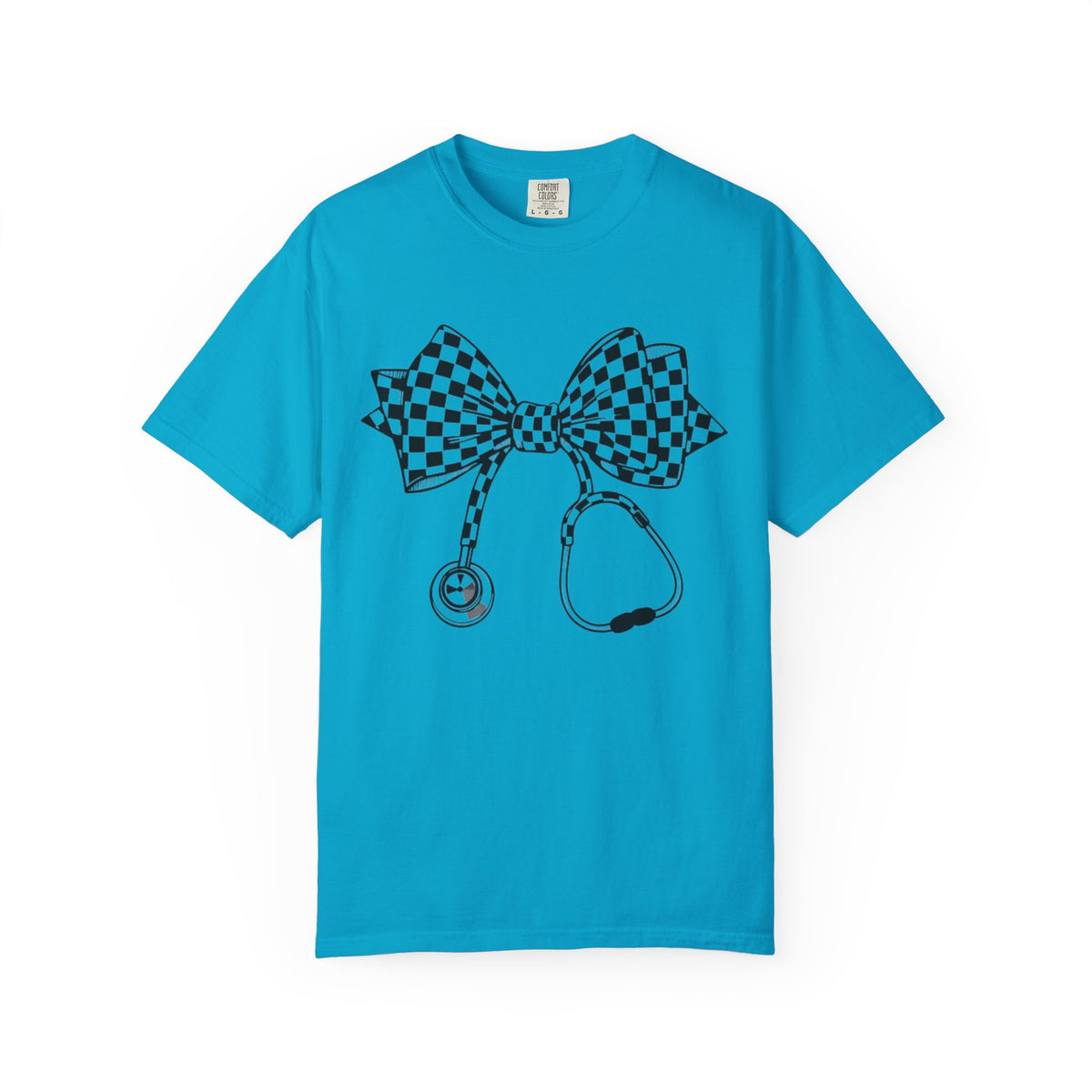 Checkerboard Bow Stethoscope T Shirt Nurse and Medical Student Gift