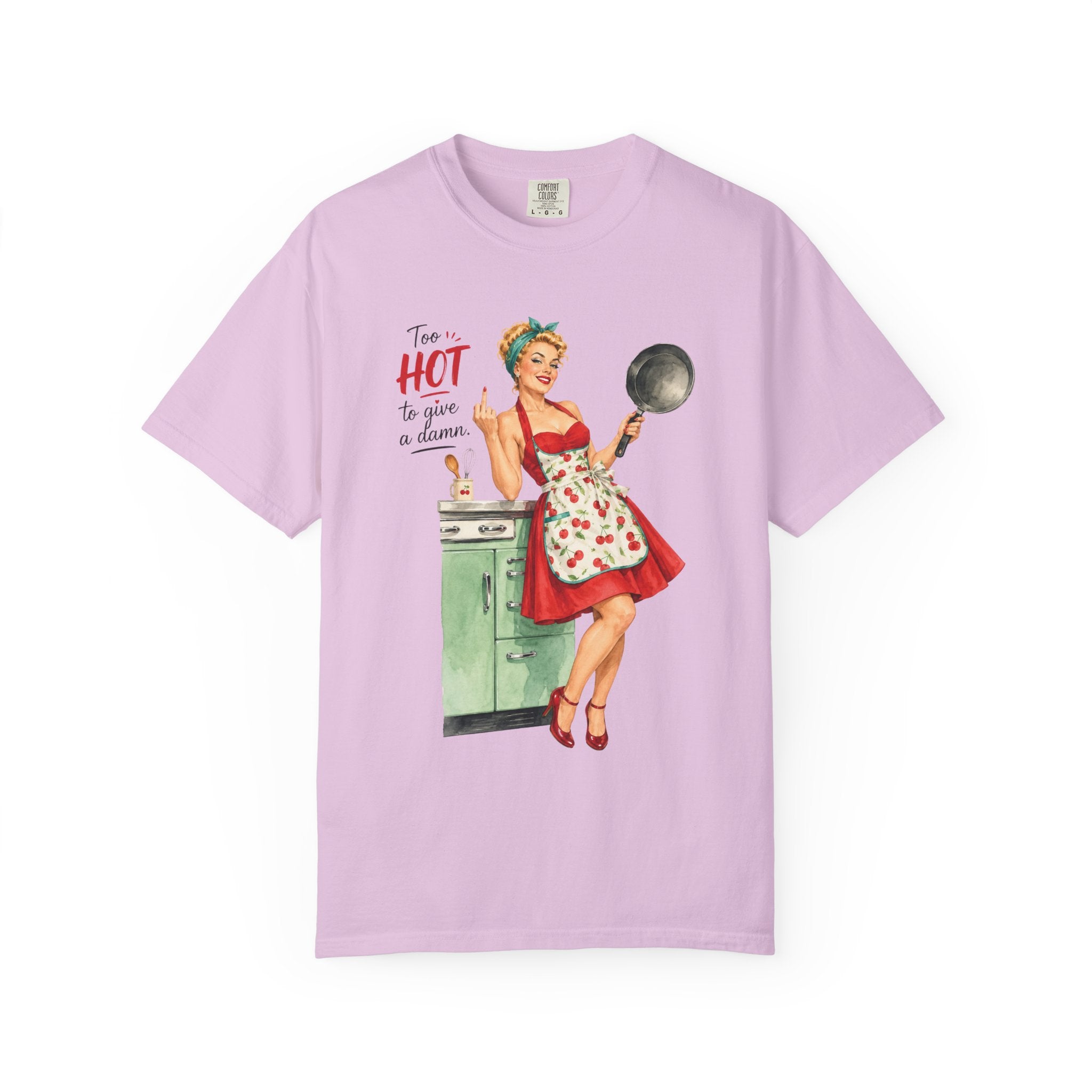 Vintage Pinup Cooking T-Shirt Too Hot to Handle Kitchen Tee