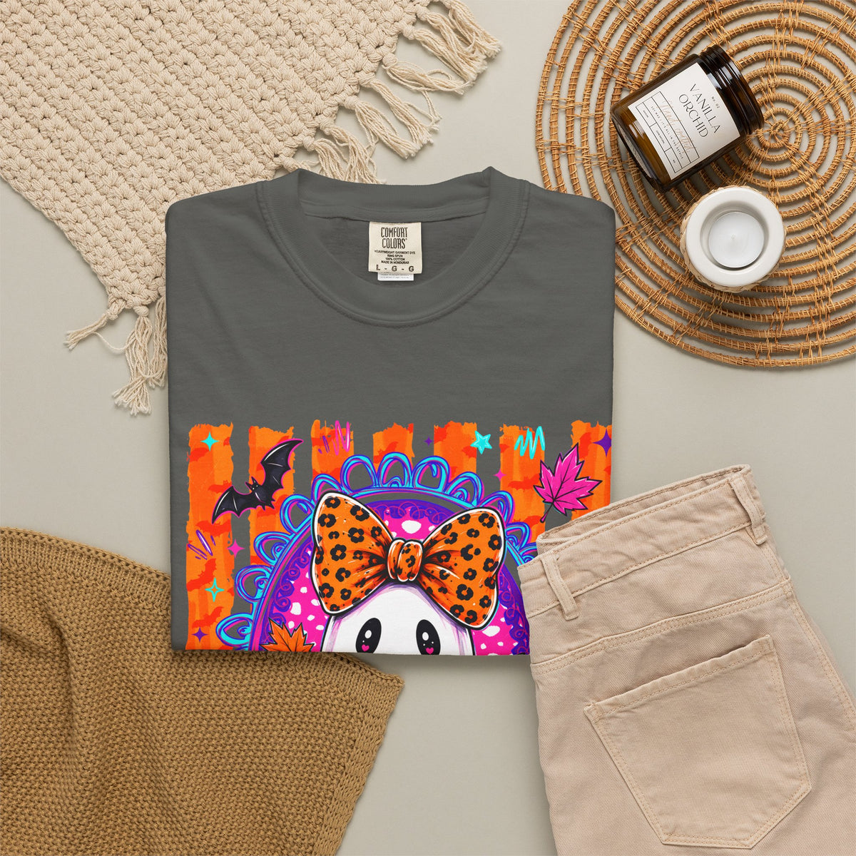 Halloween Ghost Tee Cute Polka Dot Bow Ghost Graphic T Shirt
