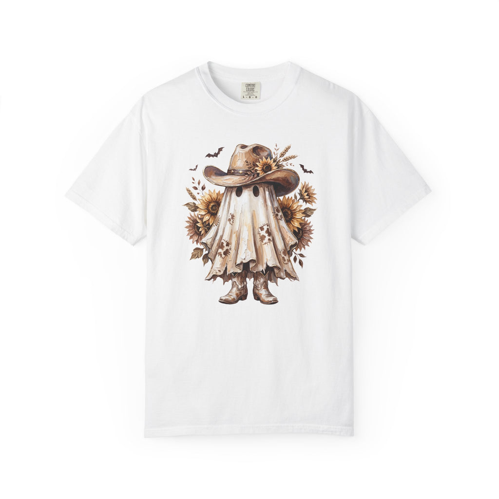 Ghost Cowboy T Shirt Cute Sunflower Halloween Tee