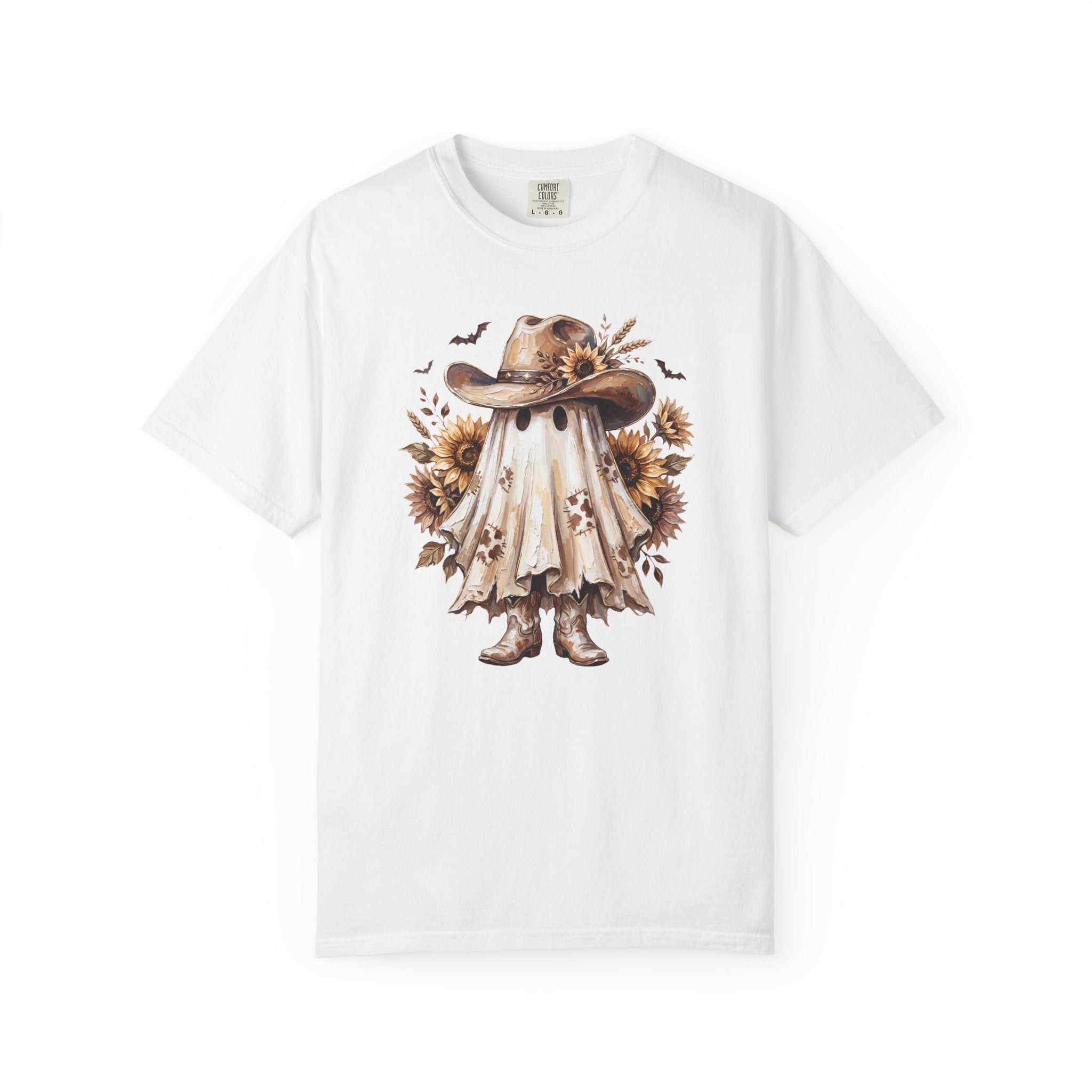 Ghost Cowboy T Shirt Cute Sunflower Halloween Tee