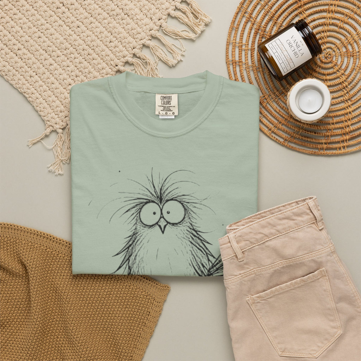 Feral Mom Energy Tee Shirt Cute Fluffy Bird Graphic Tee