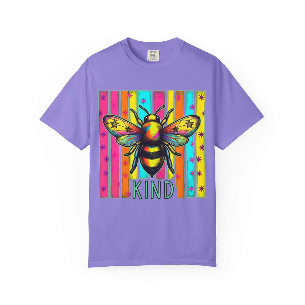 Bee Kind T Shirt Colorful Retro Striped Graphic Tee