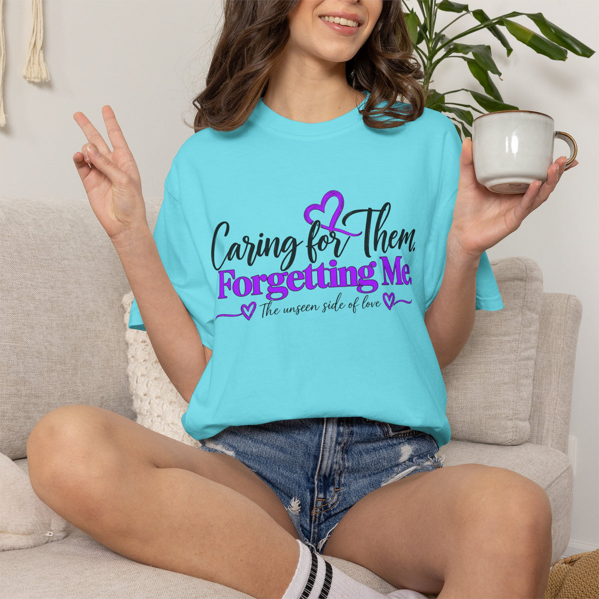 Caring for Them Forgetting Me T shirt | Alzheimer Awareness Purple Ribbon