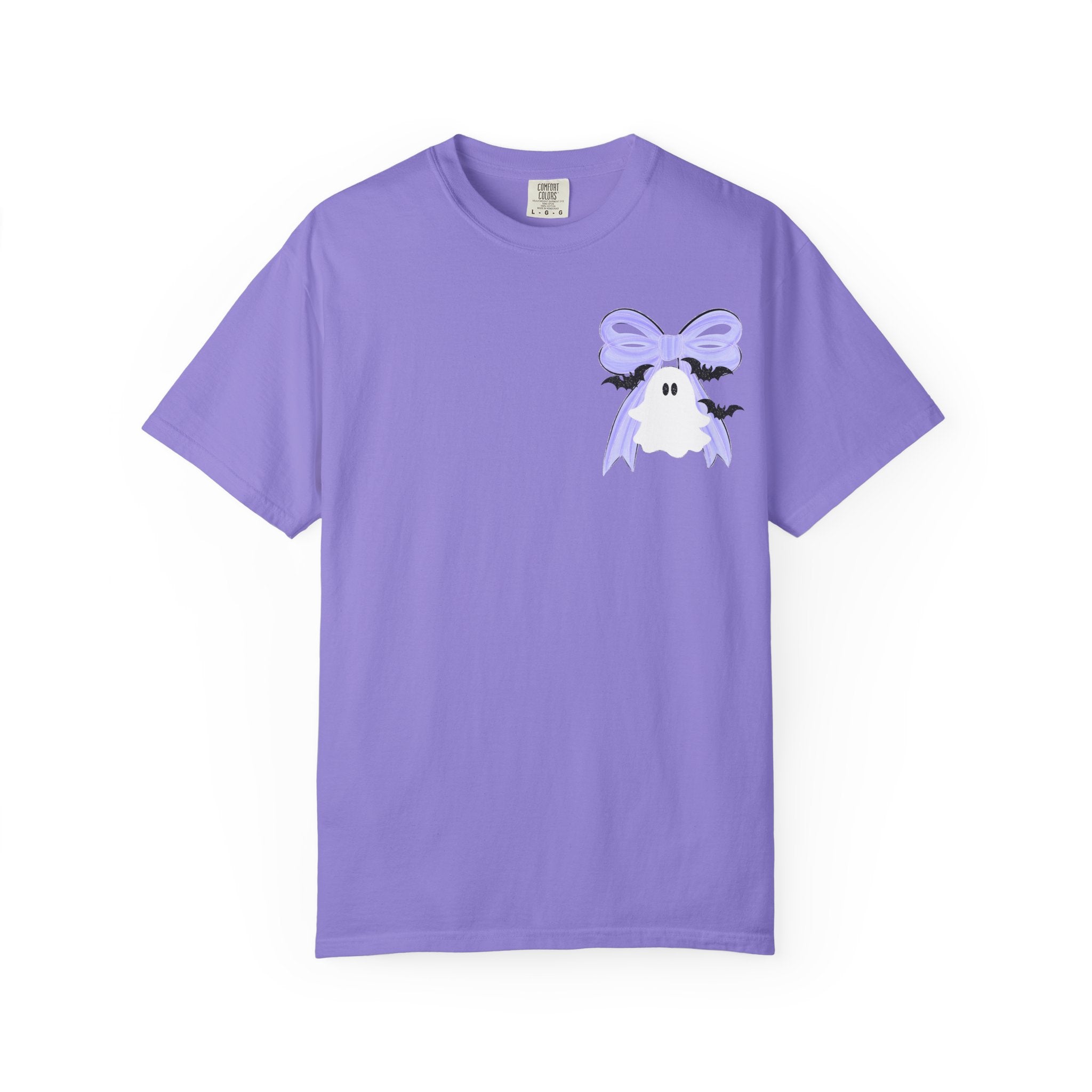 Spooky Season Ghost Tee Lavender Bow Halloween T Shirt