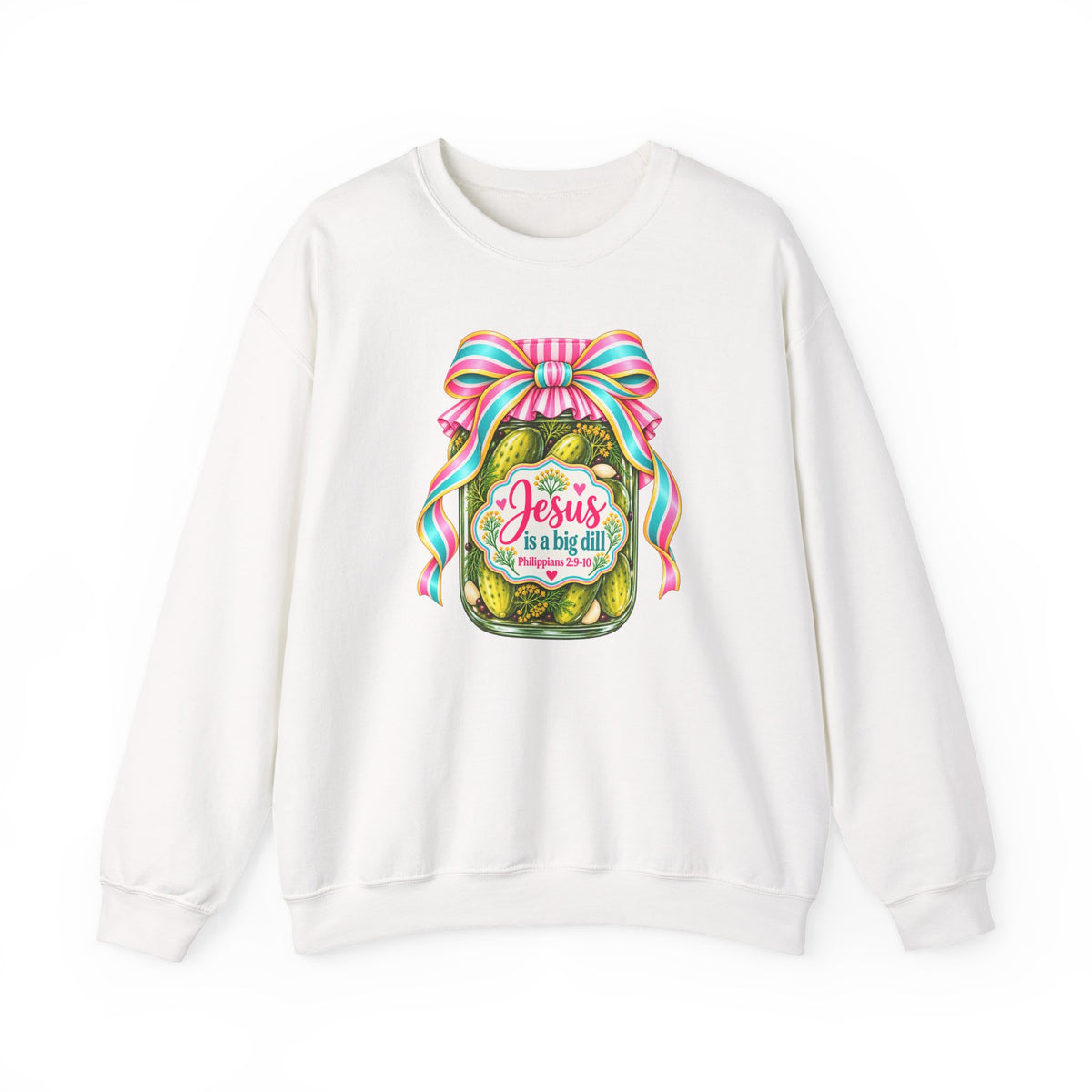 Preppy Christian Coquette Sweatshirt, Jesus Is a Big Dill, Pink Bow Pickle Crewneck, Cute Faith Graphic Sweatshirt, Christian Gift for Her