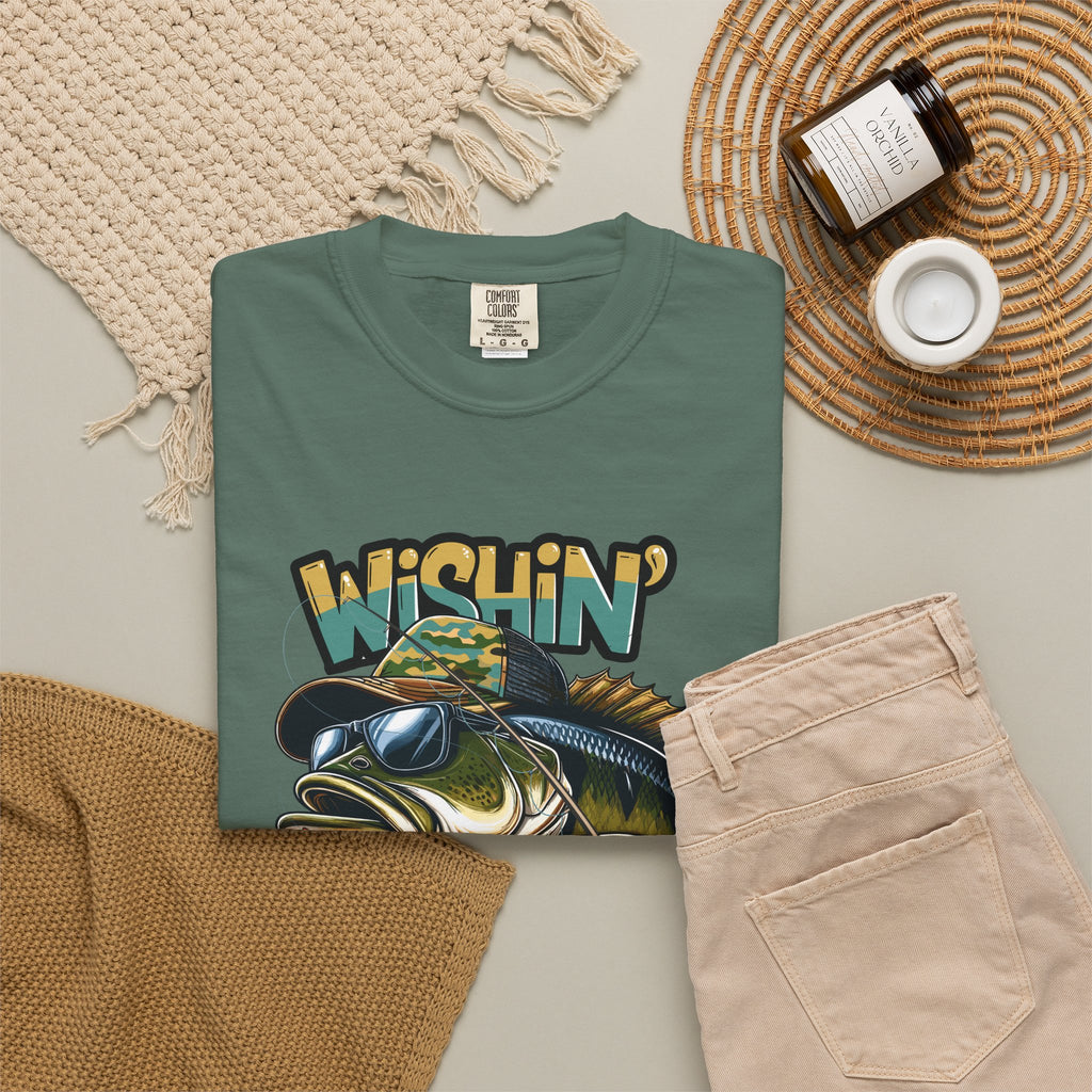 Fishing Graphic T Shirt Wishin Was Fishin Vintage Bass Tee