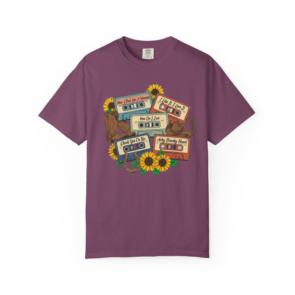 Cassette Mix T Shirt Retro Sunflower Tape Design