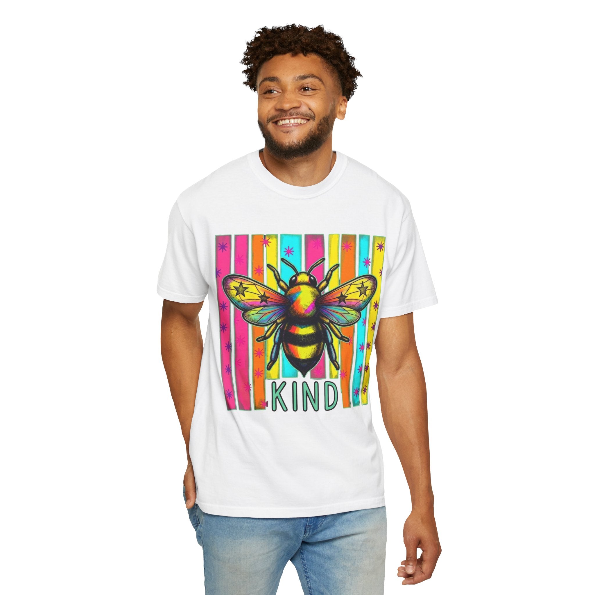 Bee Kind T Shirt Colorful Retro Striped Graphic Tee