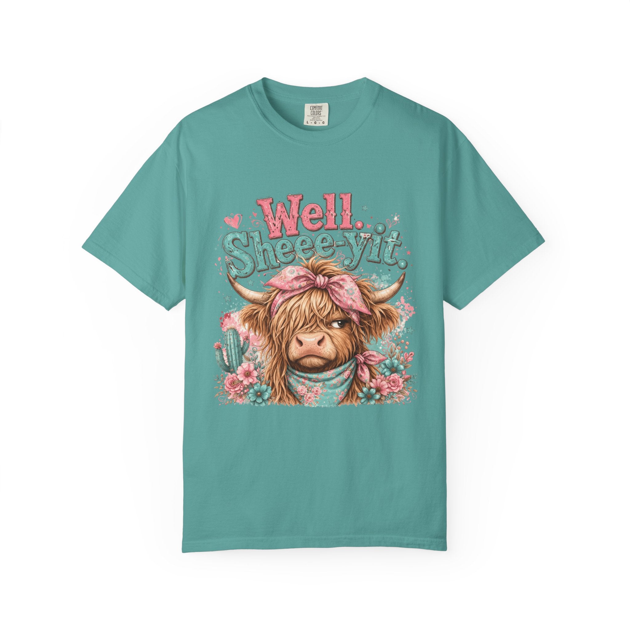 T-Shirt Well Sheey it Cute Highland Cow Graphic Tee