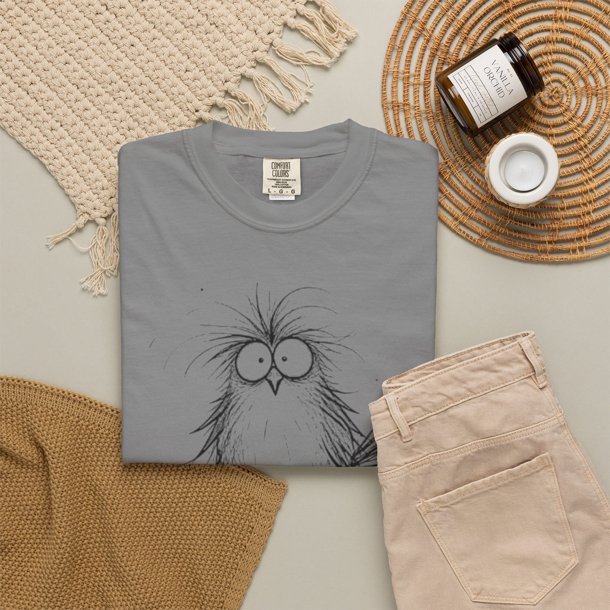 Feral Mom Energy Tee Shirt Cute Fluffy Bird Graphic Tee