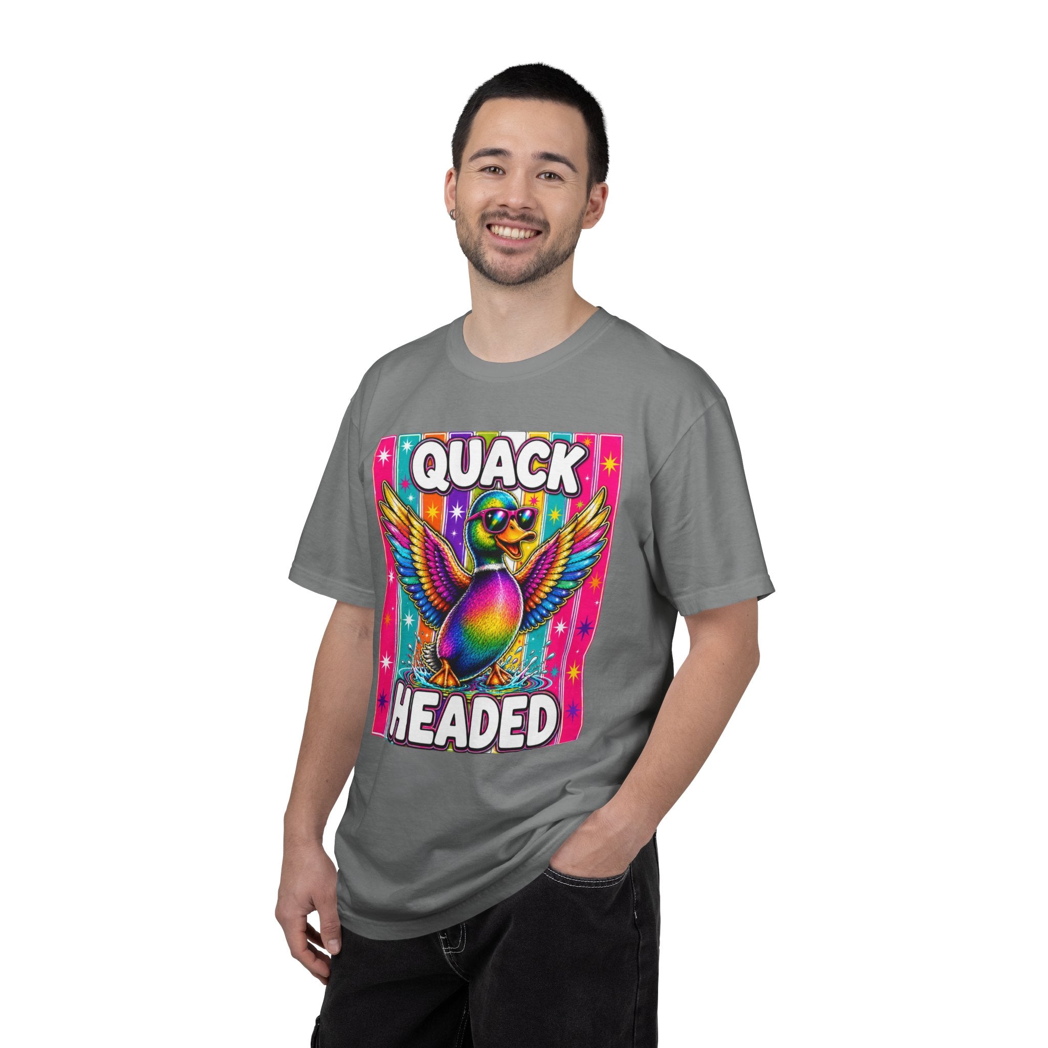 Quack Headed Duck T Shirt Vibrant Retro Rainbow Duck Graphic Tee