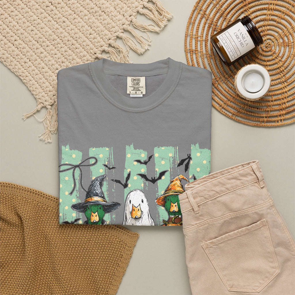 Duck Duck Boo Halloween T Shirt Cute Ducks in Costumes Graphic Tee