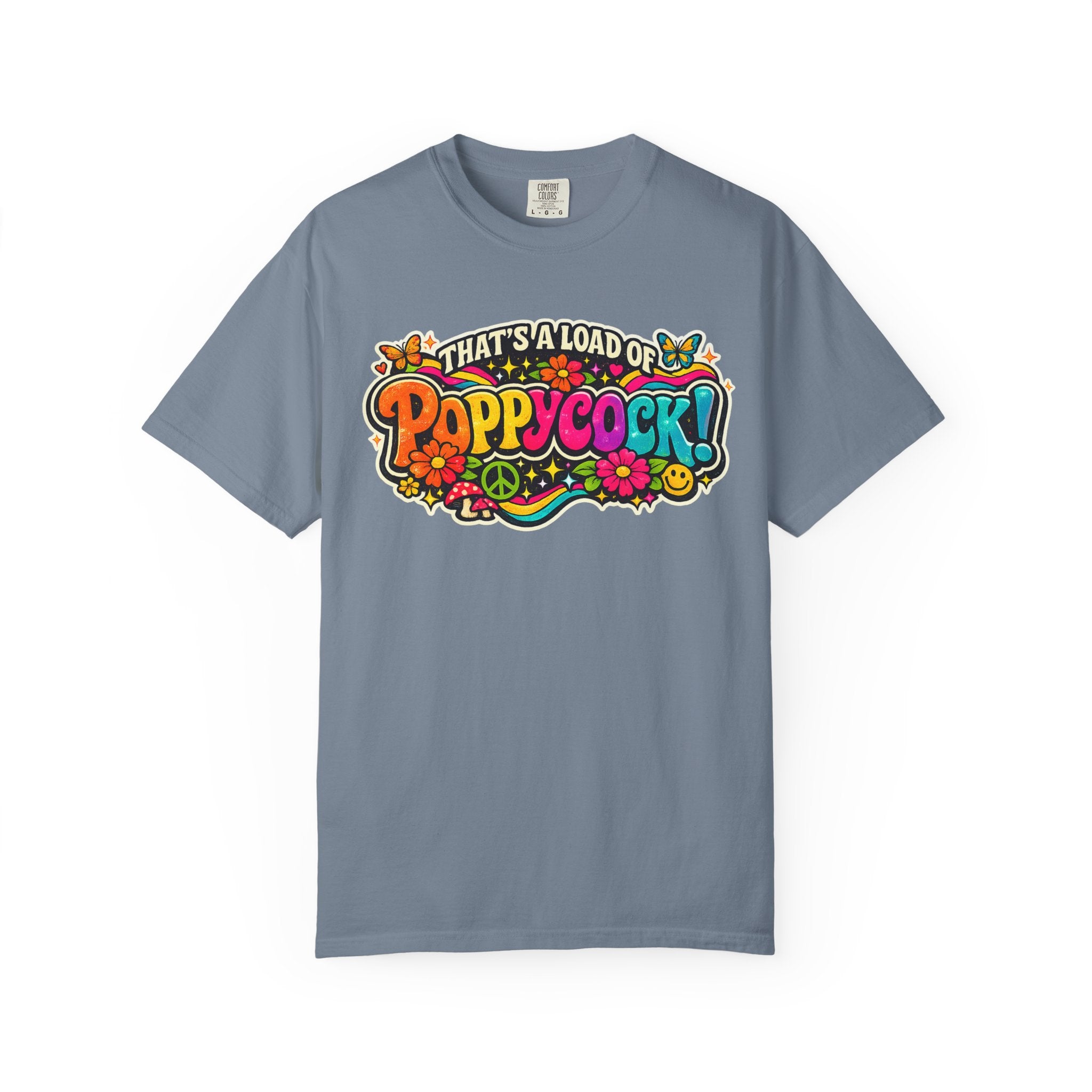 Poppycock Retro Hippie T Shirt  That’s a Load of Poppycock Colorful Vintage Floral Tee