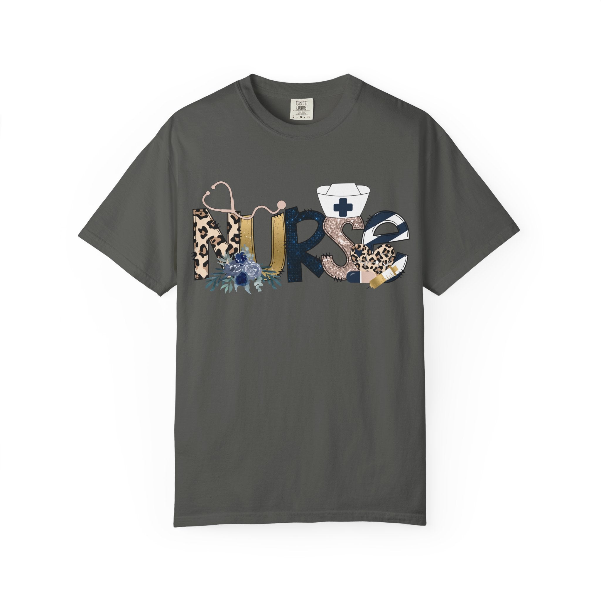 Nurse Floral Leopard Graphic T Shirt