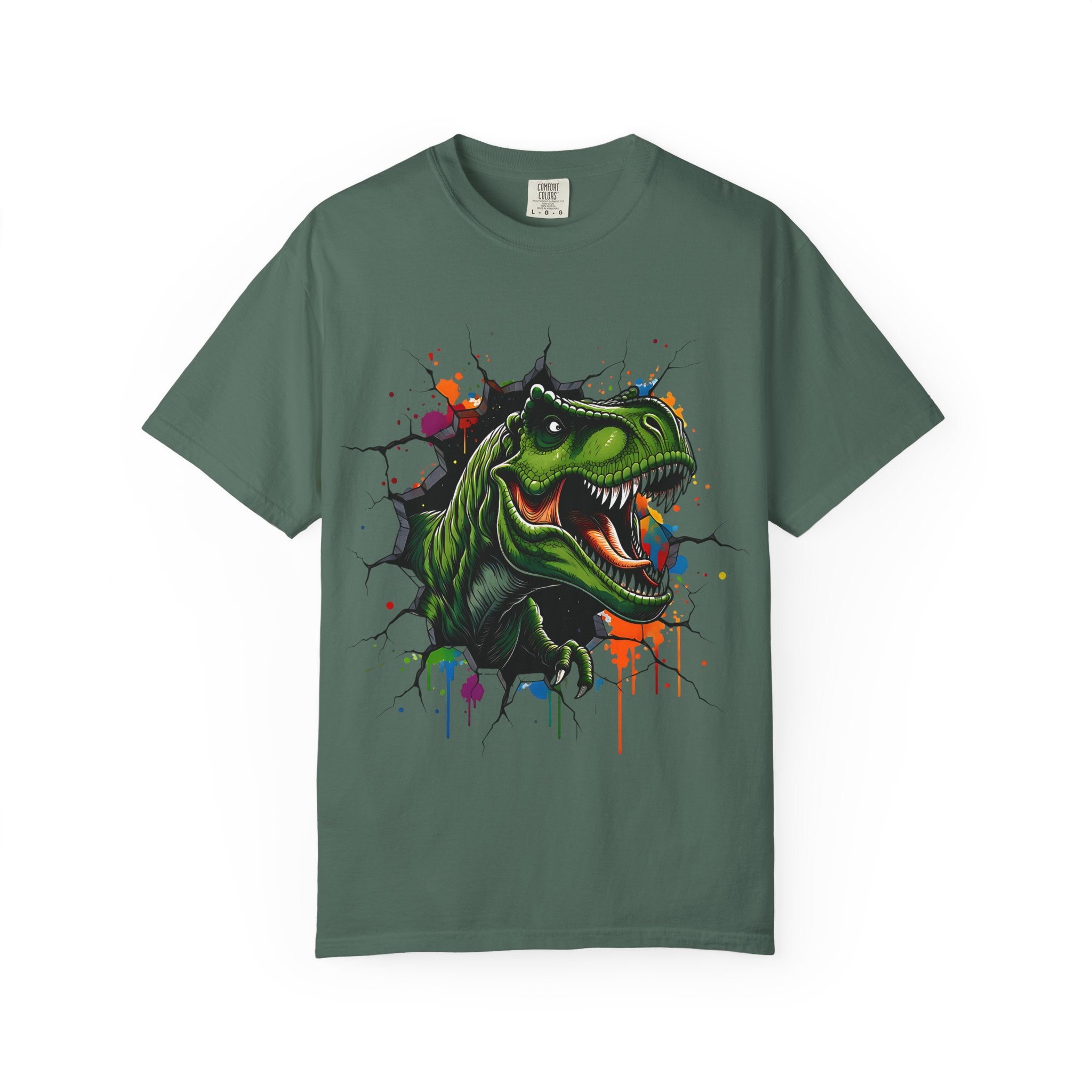 T Rex Burst Graphic T Shirt Colorful Dino Head Tee