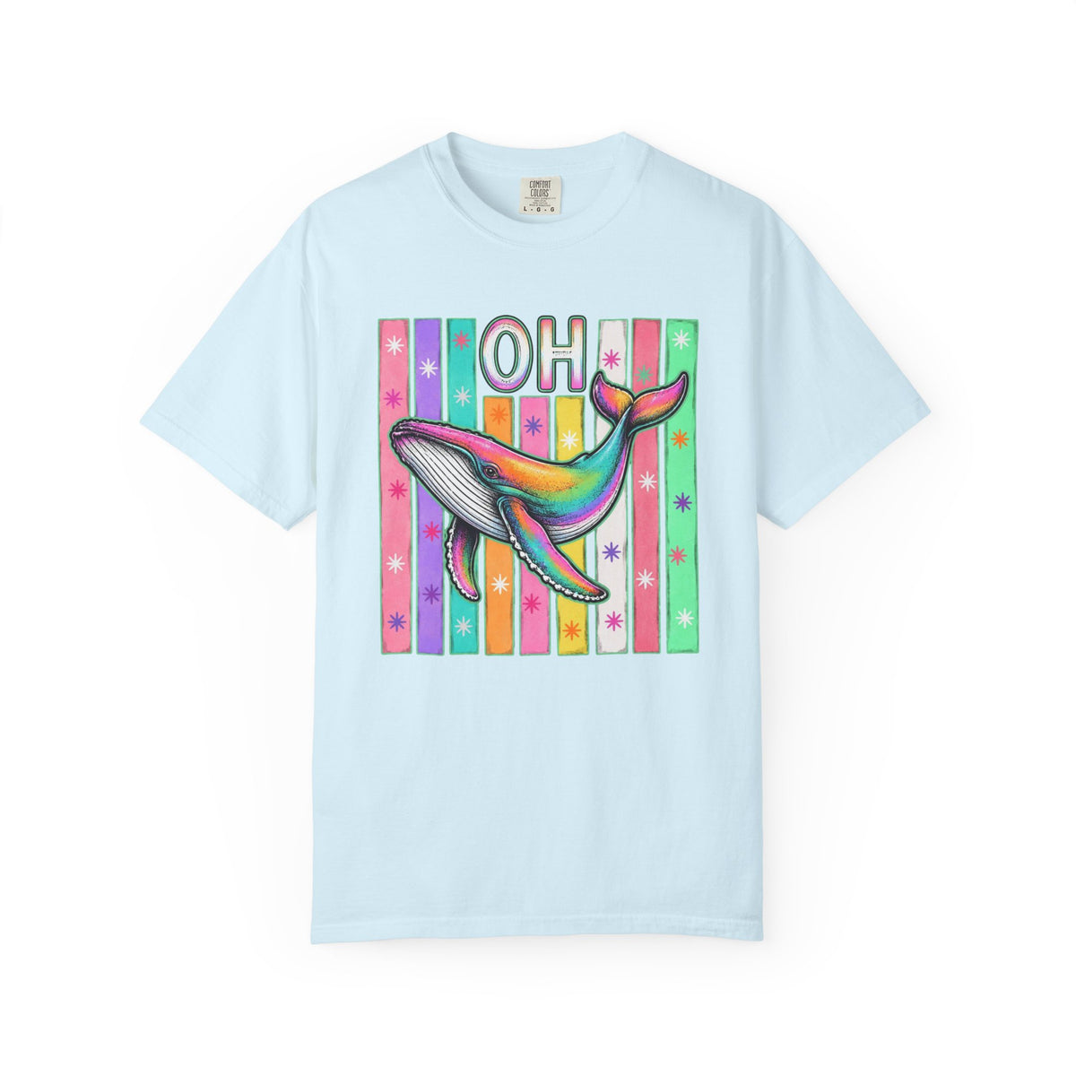 Oh Rainbow Whale T Shirt Retro Striped Graphic Tee