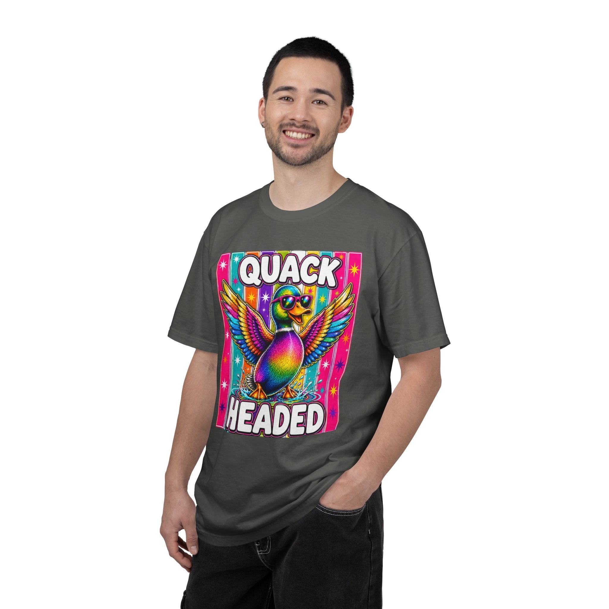 Quack Headed Duck T Shirt Vibrant Retro Rainbow Duck Graphic Tee