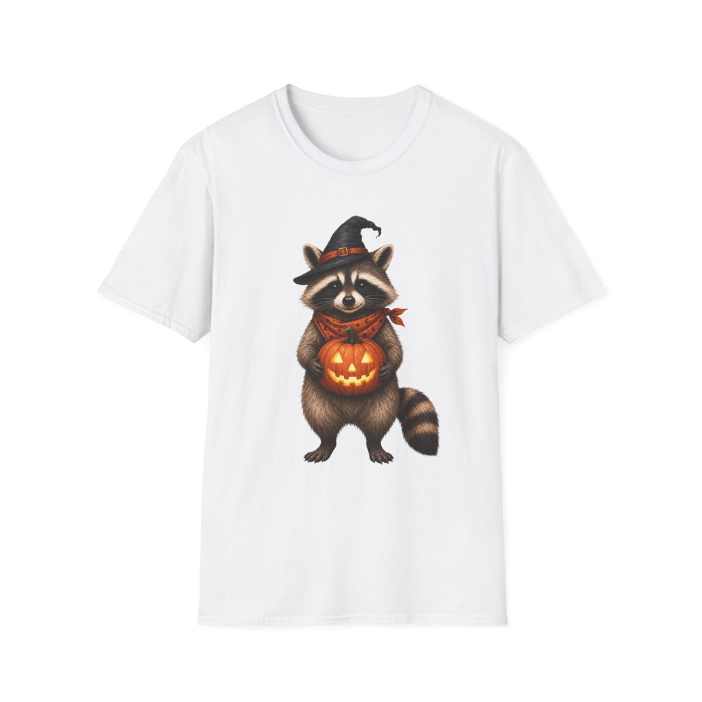 Raccoon Witch Halloween T Shirt Cute Pumpkin Trick-or-Treat Tee