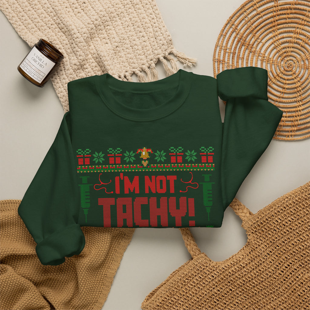 Ugly Christmas Sweater Nurse Sweatshirt, Funny Medical Christmas Sweater, I'm Not Tachy That's A Fib, Doctor RN Healthcare Holiday Gift