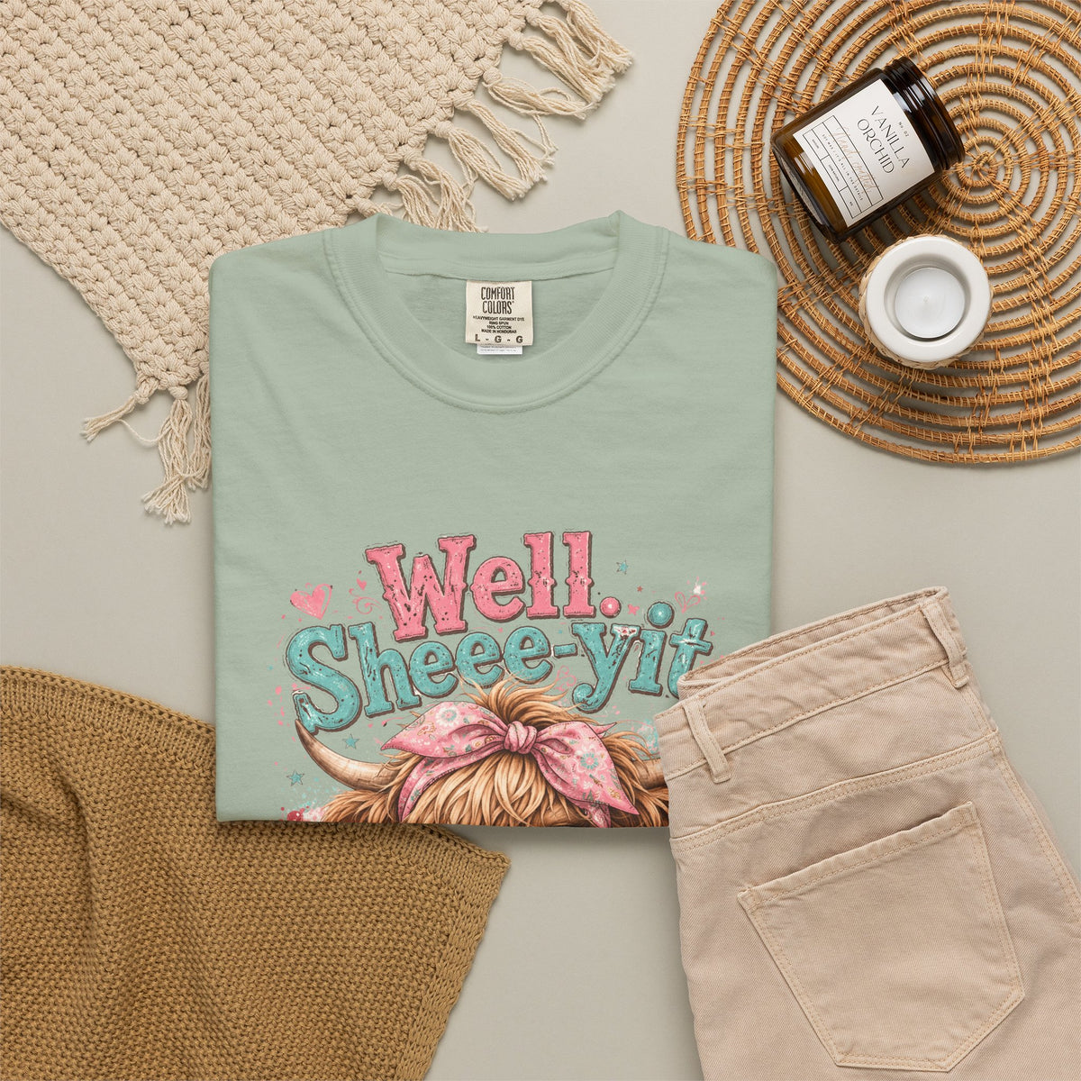 T-Shirt Well Sheey it Cute Highland Cow Graphic Tee
