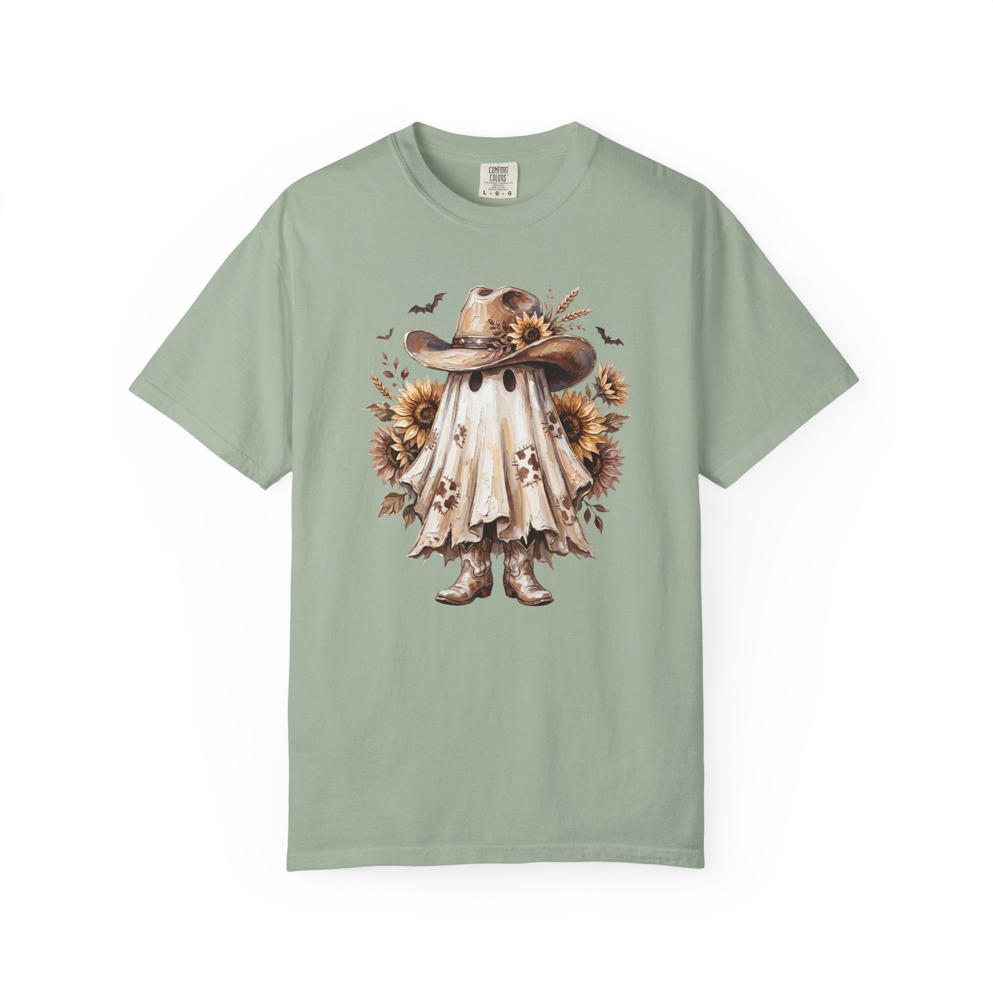 Ghost Cowboy T Shirt Cute Sunflower Halloween Tee