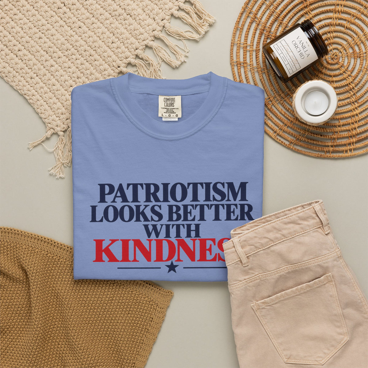 Patriotism Looks Better With Kindness Shirt, Patriotic Kindness Tee, Unity T-Shirt, Comfort Colors Graphic Tee, Positive Message Gift