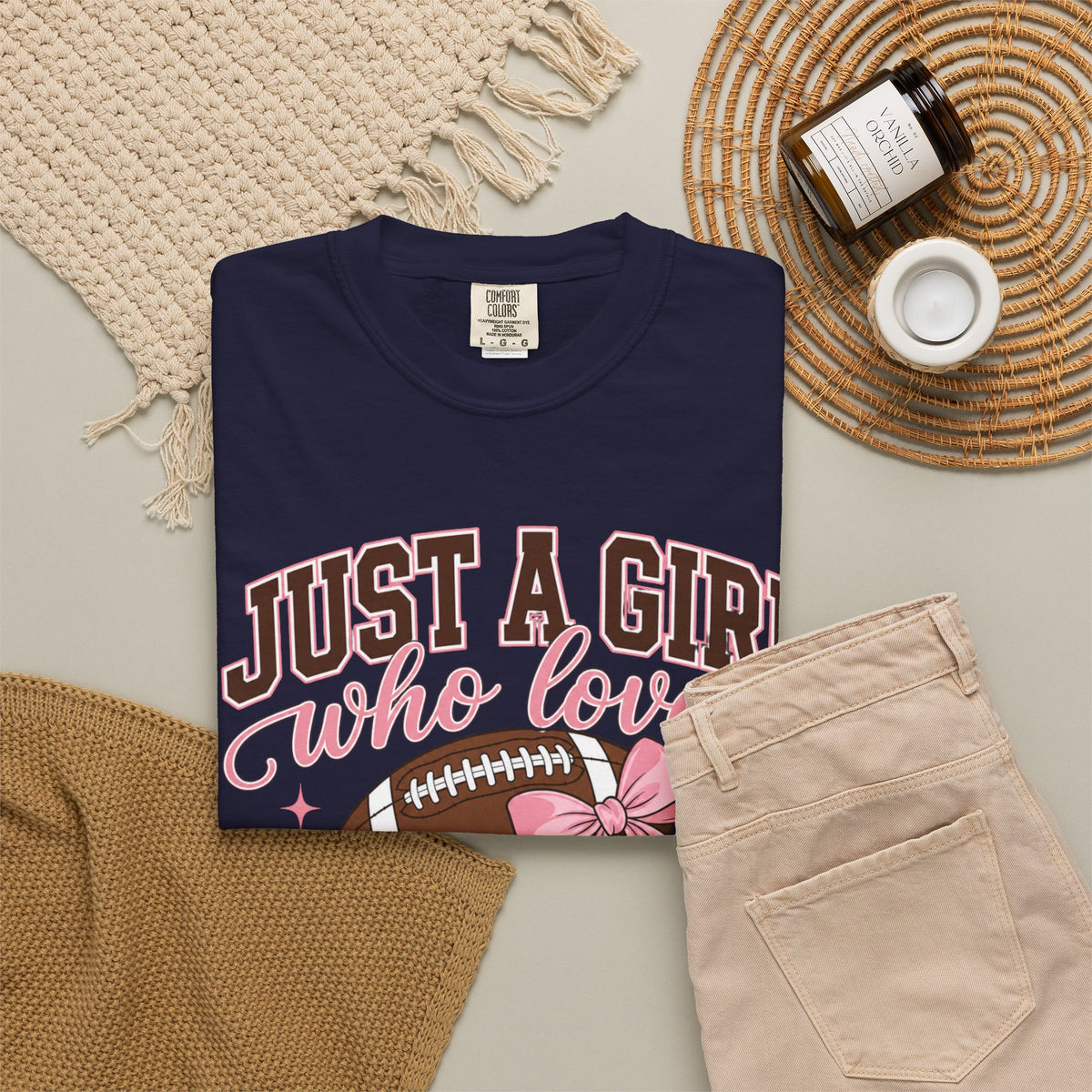 Just A Girl Who Loves Football T Shirt Pink Bow Football Tee