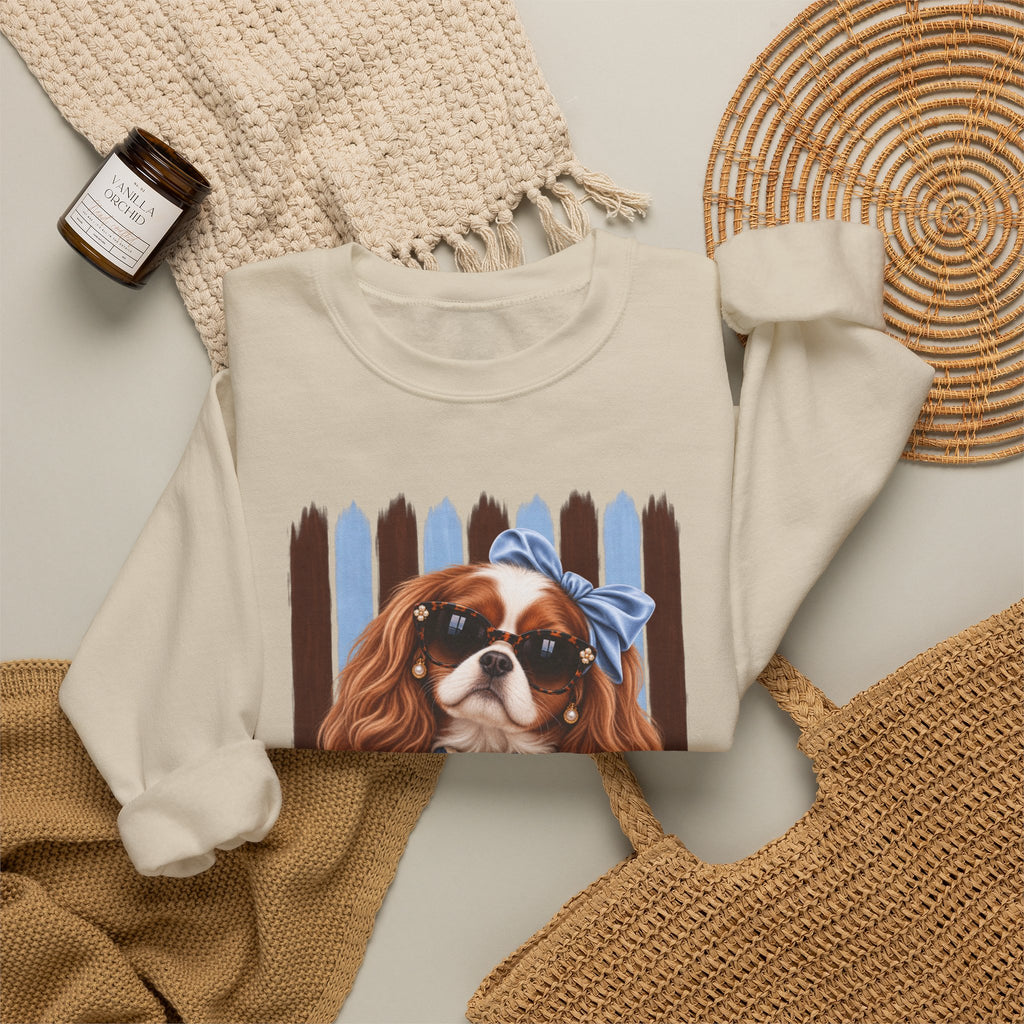 Cavalier King Charles Spaniel Sweatshirt, Cavalier Mom Gift, Unique Dog Lover Sweater, Artsy Boutique Dog Apparel, Original Pet Lover Gift