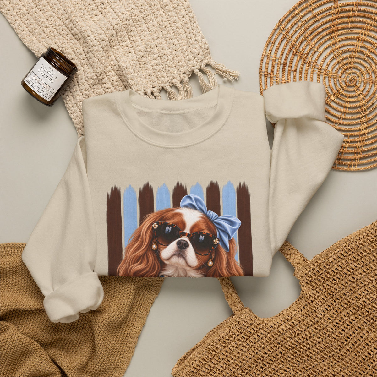 Cavalier King Charles Spaniel Sweatshirt, Cavalier Mom Gift, Unique Dog Lover Sweater, Artsy Boutique Dog Apparel, Original Pet Lover Gift