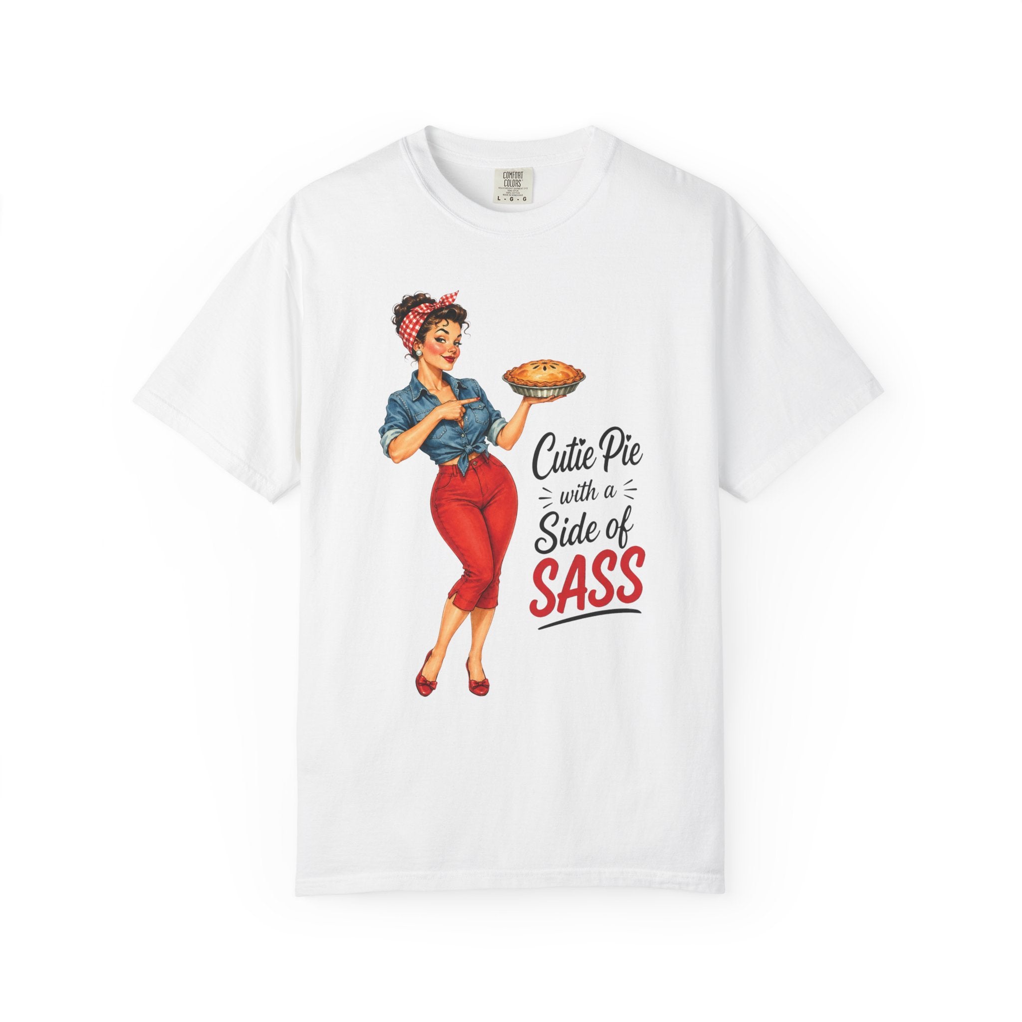 T Shirt Cutie Pie with a Side of Sass Retro Pin Up Tee